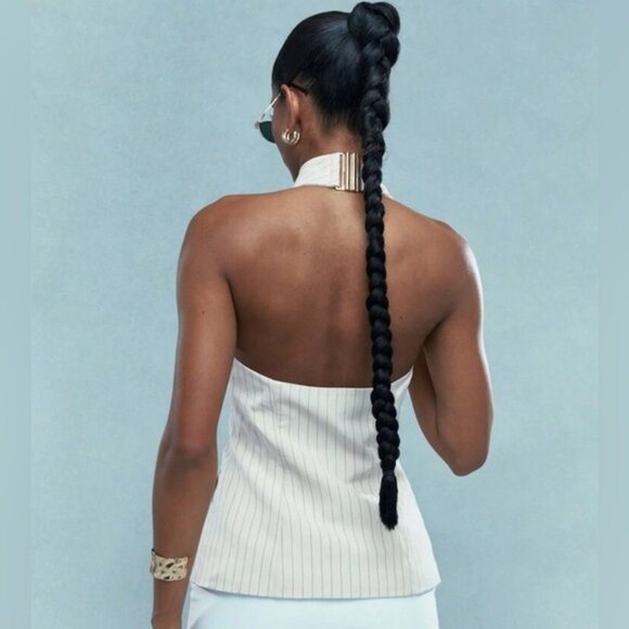 OPEN BACK HALTER VEST SEXY & GLAMOUR SZ S - Picture 4 of 4